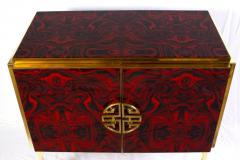 Midcentury Style Brass and Red Fantasy Murano Glass Bar Cabinet 2020 - 3287840
