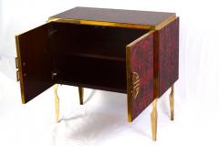 Midcentury Style Brass and Red Fantasy Murano Glass Bar Cabinet 2020 - 3287842