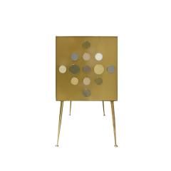 Midcentury Style Wood Colored Glass and Brass Italian Commode by L A Studio - 1890700