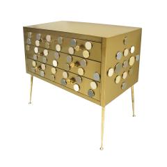 Midcentury Style Wood Colored Glass and Brass Italian Commode by L A Studio - 1890703