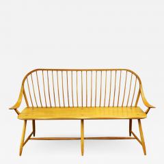 Midcentury Transitional Modern Spindle Back Bentwood Settee Bench in Maple - 2012889