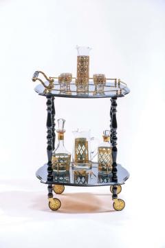 Midcentury Tudor Style 22 Karat Gold Cocktail Mixer and Set of 6 Glasses - 1976794