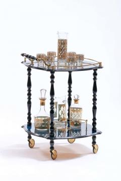 Midcentury Tudor Style 22 Karat Gold Cocktail Mixer and Set of 6 Glasses - 1976795