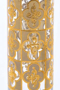 Midcentury Tudor Style 22 Karat Gold Cocktail Mixer and Set of 6 Glasses - 1976797