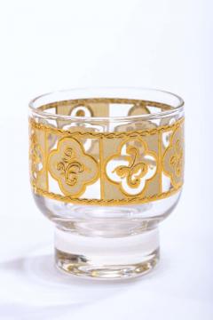 Midcentury Tudor Style 22 Karat Gold Cocktail Mixer and Set of 6 Glasses - 1976800