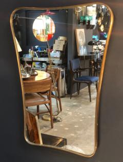 Midcentury Wall Mirror Brass Frame Minimal and Sculptural Design 1950s - 921389