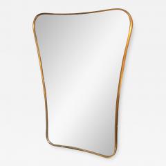 Midcentury Wall Mirror Brass Frame Minimal and Sculptural Design 1950s - 922159