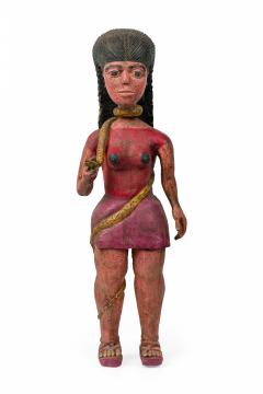 Middle Eastern Egyptian Carved Painted Wood Mami Wata Standing Figure - 4409098