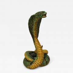 Middle Eastern Large Majolica Cobra Snake Sculpture - 4263274