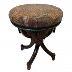 Middle Eastern style ebonized stool with tapestry round seat - 4735060