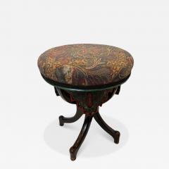 Middle Eastern style ebonized stool with tapestry round seat - 4735121