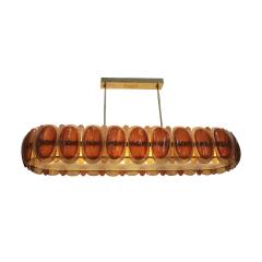 Midmodern Style Italian Brass Pendant Lamp With Brown And Beige Murano Glass - 4534512
