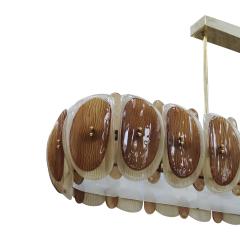 Midmodern Style Italian Brass Pendant Lamp With Brown And Beige Murano Glass - 4534515