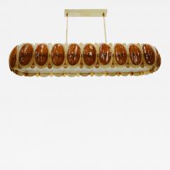 Midmodern Style Italian Brass Pendant Lamp With Brown And Beige Murano Glass - 4534584