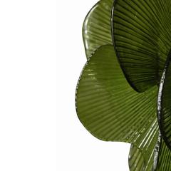 Midmodern Style Italian Brass Pendant Lamps with Bright Green Murano Glass Slabs - 4497416