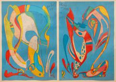 Mihail Chemiakin M Chemiakin Large Abstract Pair of Lithographs 1989 Signed and Numbered  - 3341391