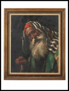 Miklos Mihalovits Judaica Hungarian Oil Painting of a Rabbi By Miklos Mihalovits - 3880990