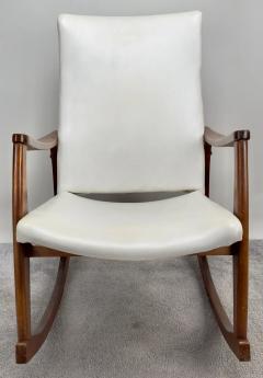 Mil Baughman Style MCM in White Faux Leather Rocking Chair - 3494016
