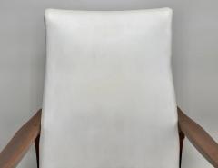 Mil Baughman Style MCM in White Faux Leather Rocking Chair - 3494019