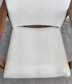 Mil Baughman Style MCM in White Faux Leather Rocking Chair - 3494023