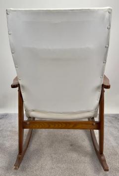 Mil Baughman Style MCM in White Faux Leather Rocking Chair - 3494024