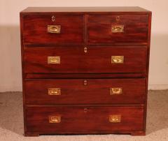 Military Or Campaign Chest Of Drawers In Mahogany 19th Century - 4194495