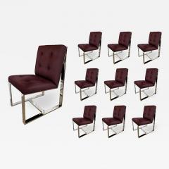 Milo Baughman 10 American Polished Stainless Upholstered Dining Chairs Milo Baughman - 4641637