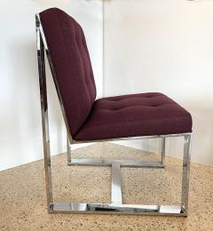 Milo Baughman 10 American Polished Stainless Upholstered Dining Chairs Milo Baughman - 4641711