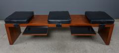 Milo Baughman 1950s Milo Baughman Walnut 3 Seat Bench Vinyl Seating for Thayer Coggin - 2363334