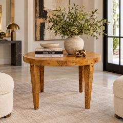 Milo Baughman 1970s American Modern Round Burl Wood Center Occasional Table - 4764768