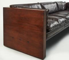 Milo Baughman 1970s Leather Rosewood Sofa in the Manner of Milo Baughman - 527187