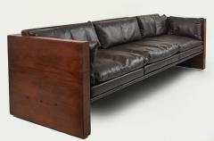 Milo Baughman 1970s Leather Rosewood Sofa in the Manner of Milo Baughman - 4445101