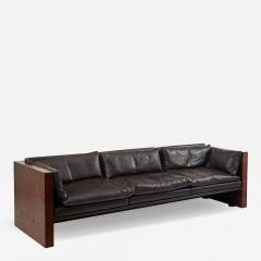 Milo Baughman 1970s Leather Rosewood Sofa in the Manner of Milo Baughman - 4445162