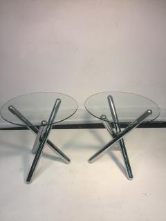 Milo Baughman 1970s Pair of Tripod Base Chrome Tables - 429976