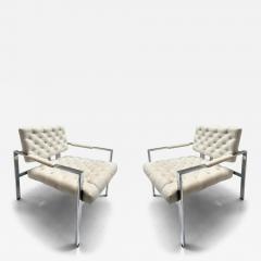 Milo Baughman 1970s Vintage Mid century Milo Baughman Chrome Lounge Chairs Pair - 3629731