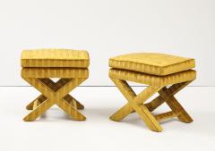 Milo Baughman 1970s X Base Ottomans In Velvet Attributed To Milo Baughman - 4227880