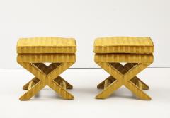 Milo Baughman 1970s X Base Ottomans In Velvet Attributed To Milo Baughman - 4227886