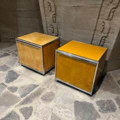 Milo Baughman 1980s Mexican Modernism Nightstands in Burlwood Chrome Style of Milo Baughman - 2830611