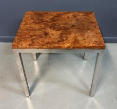 Milo Baughman 1980s Milo Baughman Chrome and Olivewood Burl Side Table Mid Century - 4215402