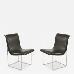 Milo Baughman 4 Mid Century Milo Baughman Chrome And Black Vinyl Dining Chairs - 3179164