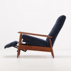 Milo Baughman A mid century modern upholstered Milo Baughman model 74 walnut reclining chair  - 3496877