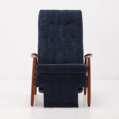 Milo Baughman A mid century modern upholstered Milo Baughman model 74 walnut reclining chair  - 3496879
