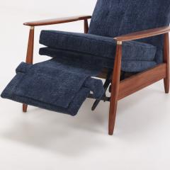 Milo Baughman A mid century modern upholstered Milo Baughman model 74 walnut reclining chair  - 3496880
