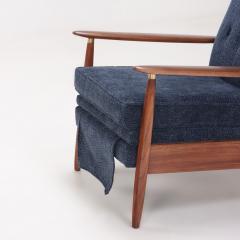 Milo Baughman A mid century modern upholstered Milo Baughman model 74 walnut reclining chair  - 3496881