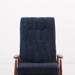Milo Baughman A mid century modern upholstered Milo Baughman model 74 walnut reclining chair  - 3496882