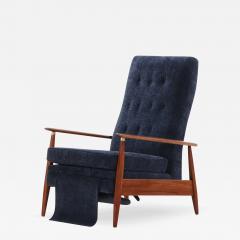 Milo Baughman A mid century modern upholstered Milo Baughman model 74 walnut reclining chair  - 3497997
