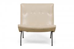 Milo Baughman American Milo Baughman White Button Tufted Vinyl and Iron Scoop Side Chairs - 2789364