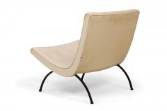 Milo Baughman American Milo Baughman White Button Tufted Vinyl and Iron Scoop Side Chairs - 2789367