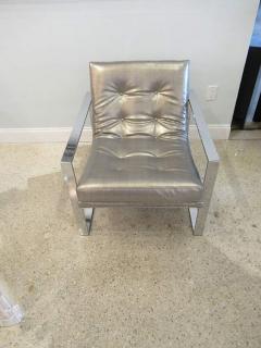 Milo Baughman American Modern Polished Chrome Flat Bar Sling Chair Milo Baughman Style 1970s - 4692184