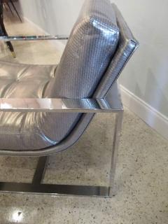 Milo Baughman American Modern Polished Chrome Flat Bar Sling Chair Milo Baughman Style 1970s - 4692185